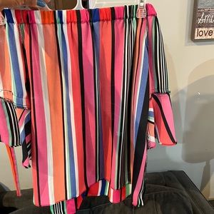 Multi color off the shoulder blouse, worn once